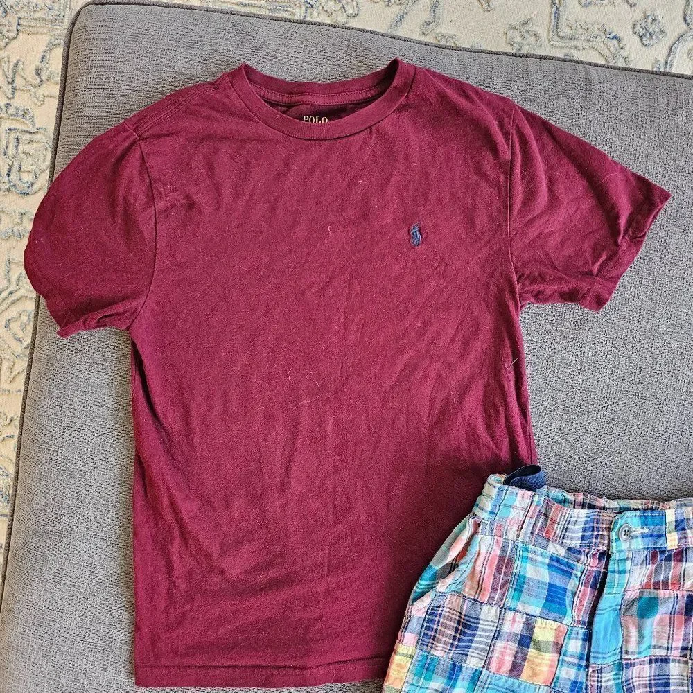 The Childrens Place & Polo Ralph Lauren Checkered Shorts & Shirt Set Size Medium